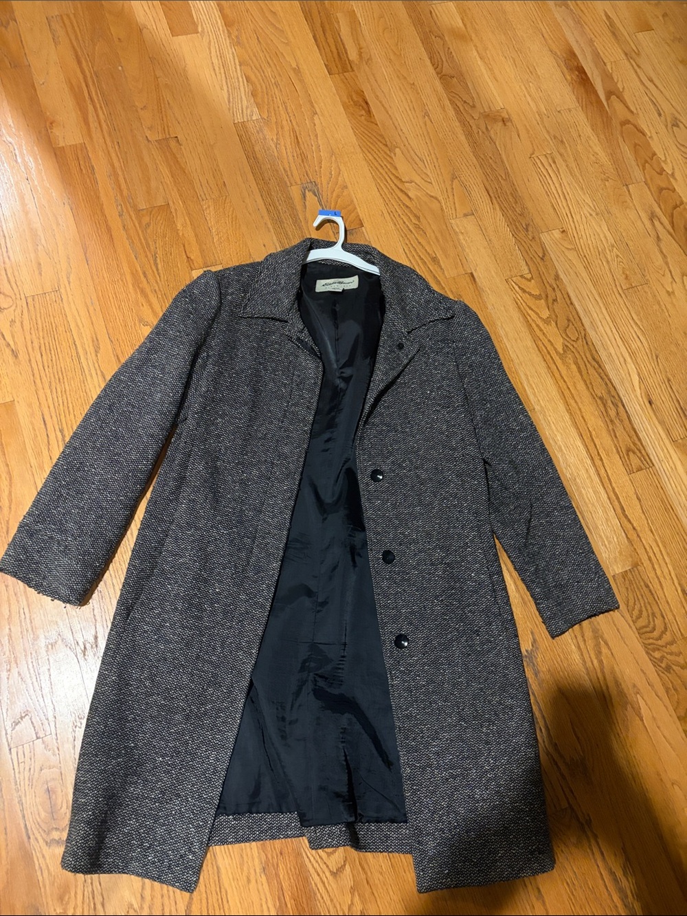 Eddie Bauer Women's Charcoal Tweed Long Pea Coat